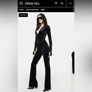 Edikted Women's Cara Velvet Jumpsuit in Black